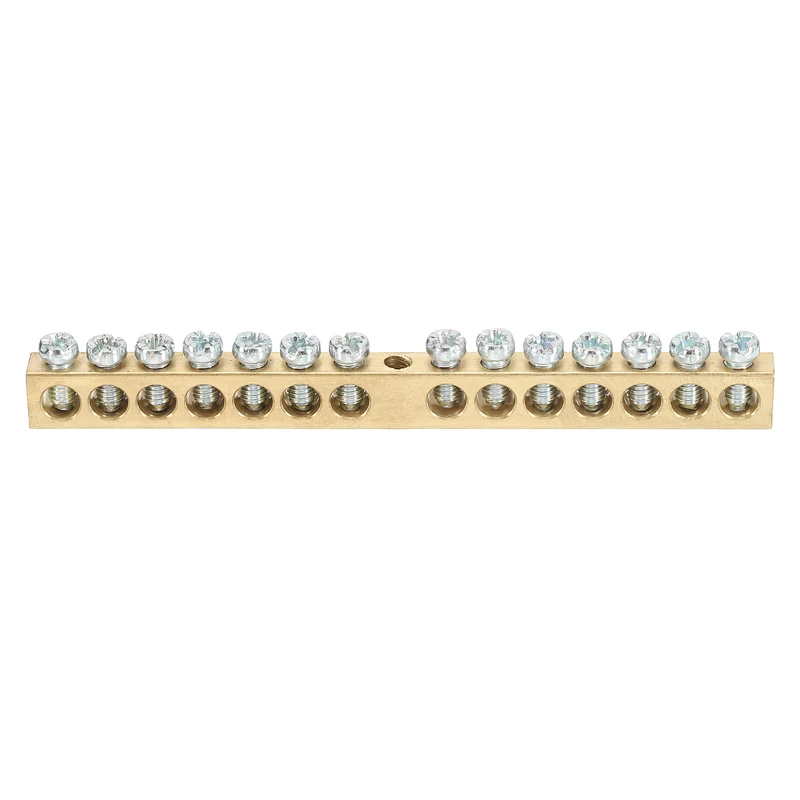 1 Pcs Terminal Ground Bar 14 Positions M4 99.8x6x9mm Screw Block Barrier Brass