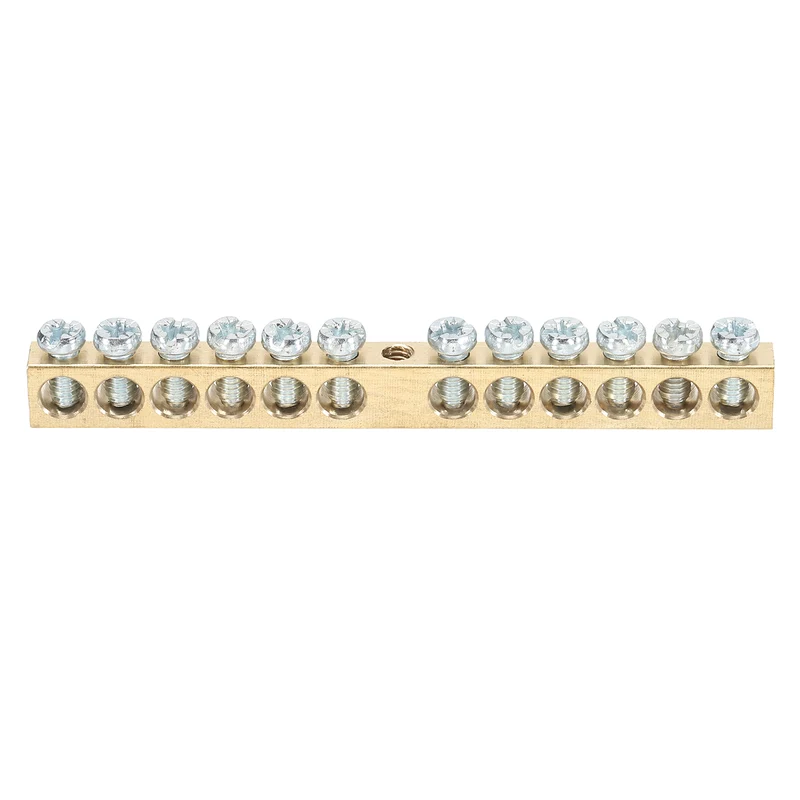 1 Pcs Terminal Ground Bar 12 Positions M4 89x6x9mm Screw Block Barrier Brass