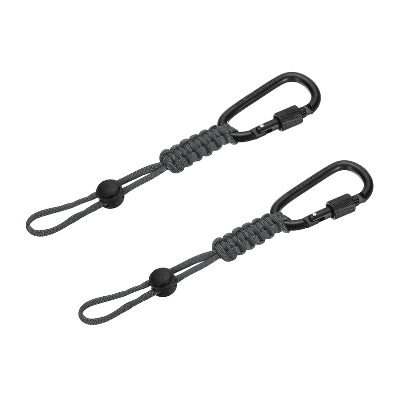2 Pcs Paracord Keychain Carabiner Clip D Ring Hook, Dark Gray