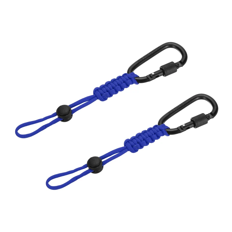 2 Pcs Paracord Keychain Carabiner Clip D Ring Hook, Dark Blue
