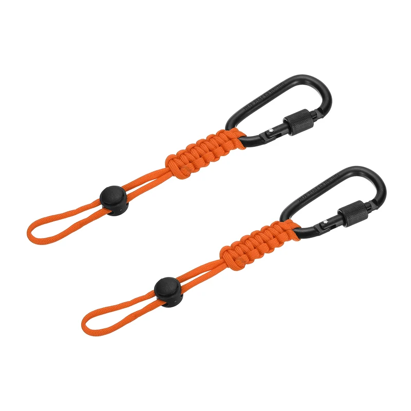 2 Pcs Paracord Keychain Carabiner Clip D Ring Hook, Orange