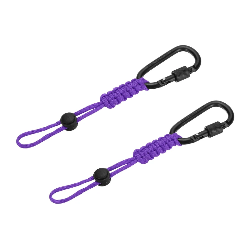 2 Pcs Paracord Keychain Carabiner Clip D Ring Hook, Dark Purple