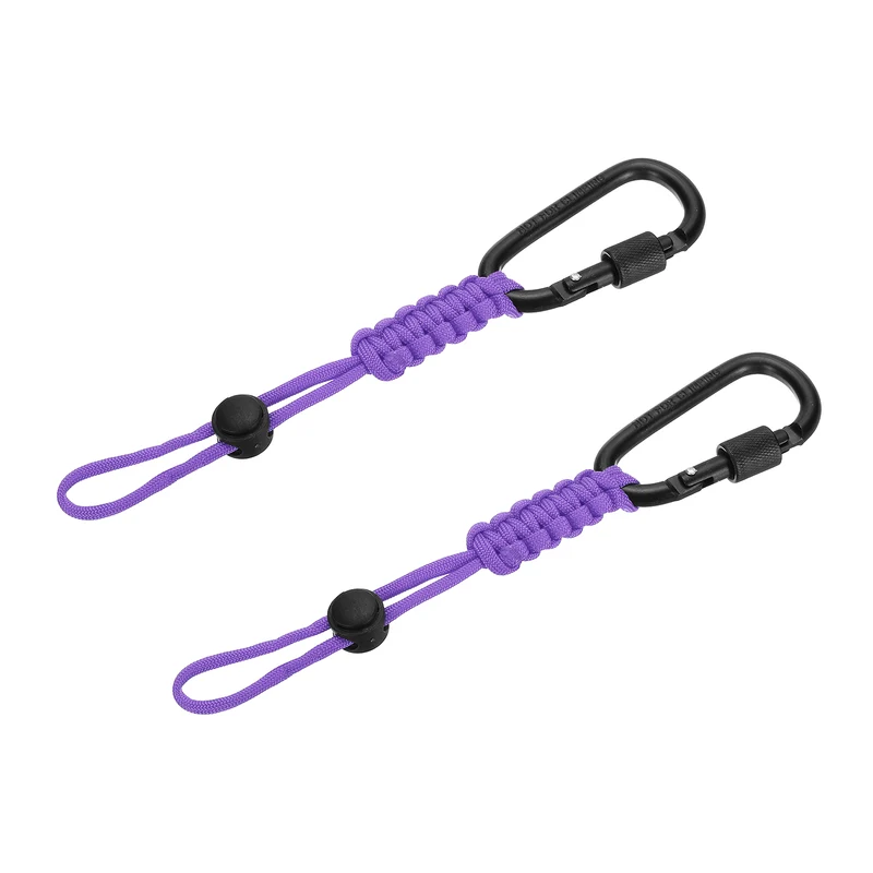 2 Pcs Paracord Keychain Carabiner Clip D Ring Hook, Light Purple