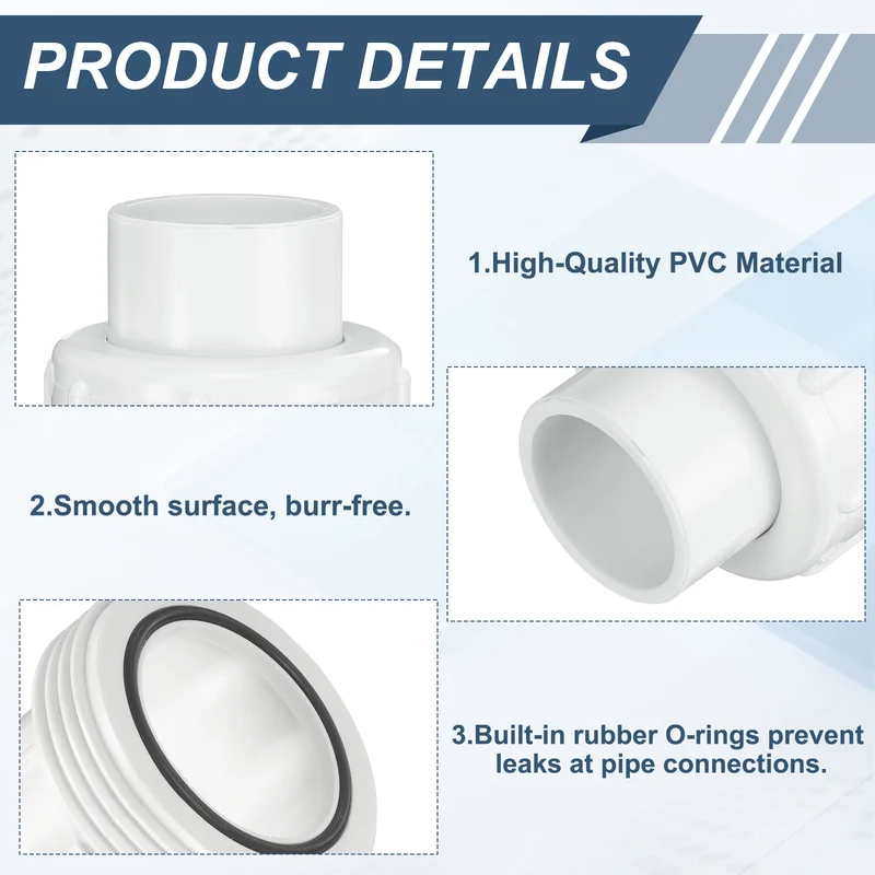 6Pcs 25mm(3/4") PVC-Union Coupling Pipe Fitting Slip Joint Adapter, White