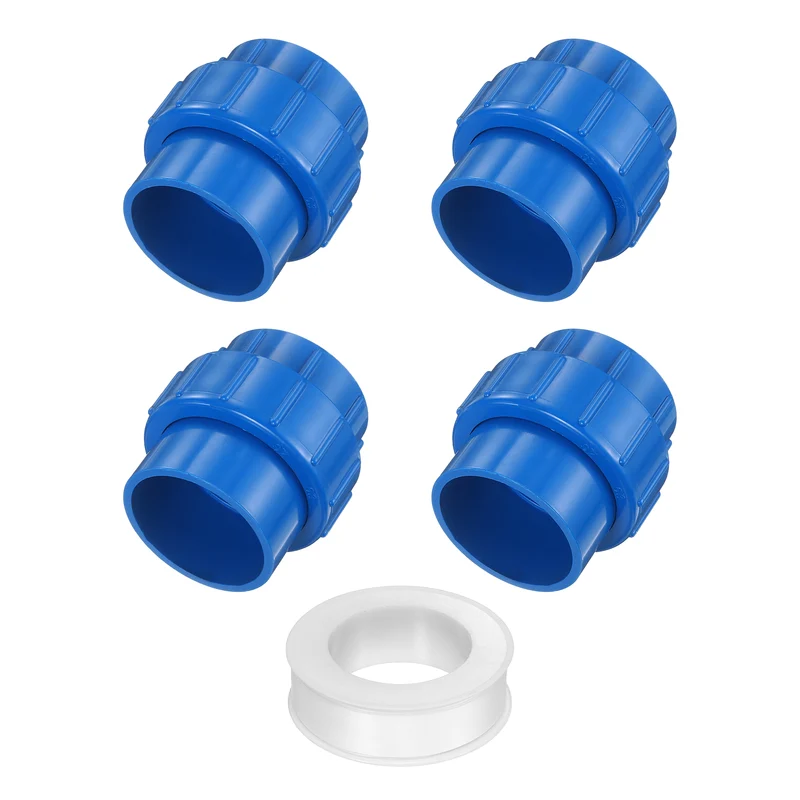 4Pcs 63mm(2") PVC-Union Coupling Pipe Fitting Slip Joint Adapter, Blue