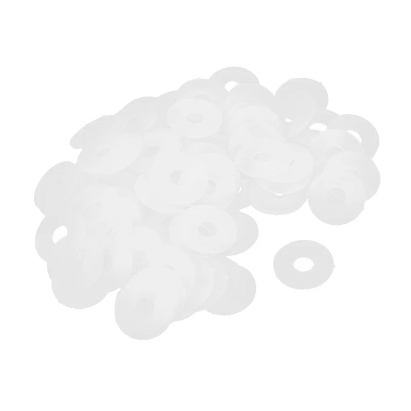 15mm x 5mm x 1mm Nylon Flat Insulating Washers Spacer Gasket Clear 100pcs
