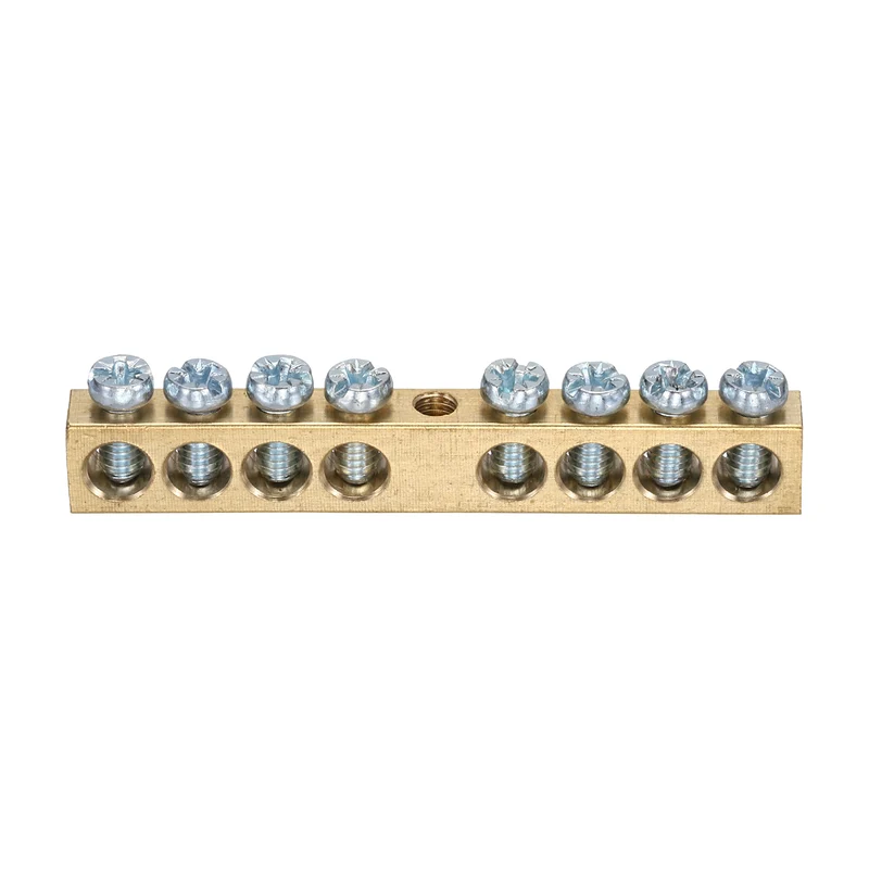 1 Pcs Terminal Ground Bar, 8 Positions M4 60.8x6x9mm Screw Block Barrier Brass
