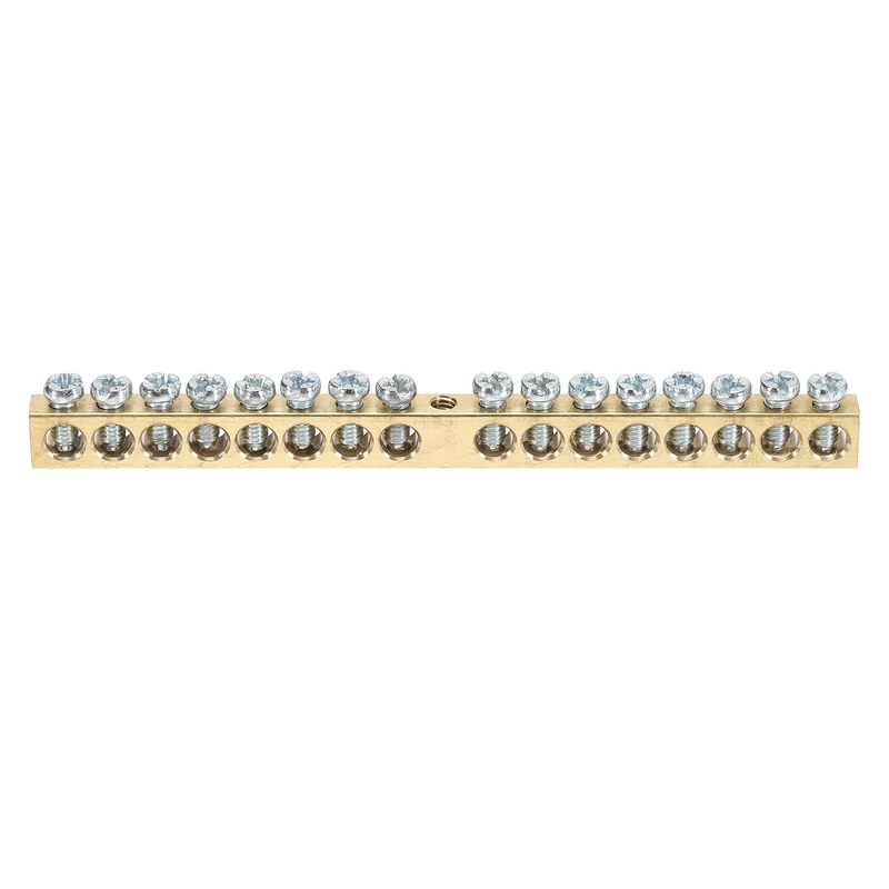 1 Pcs Terminal Ground Bar 16 Positions M4 115x6x9mm Screw Block Barrier Brass