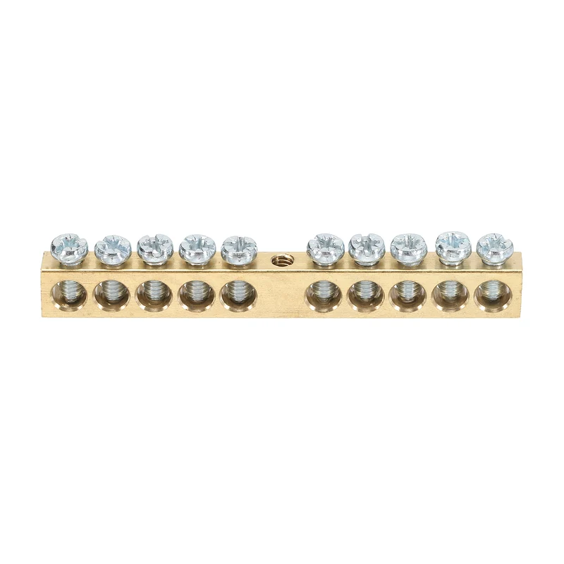 1 Pcs Terminal Ground Bar 10 Positions M4 74x6x9mm Screw Block Barrier Brass