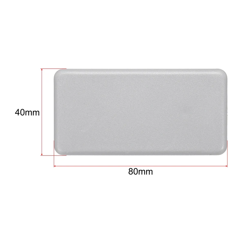 Standard Plastic Rectangle Aluminum Extrusion End Cap Gray White 40x80mm 12pcs