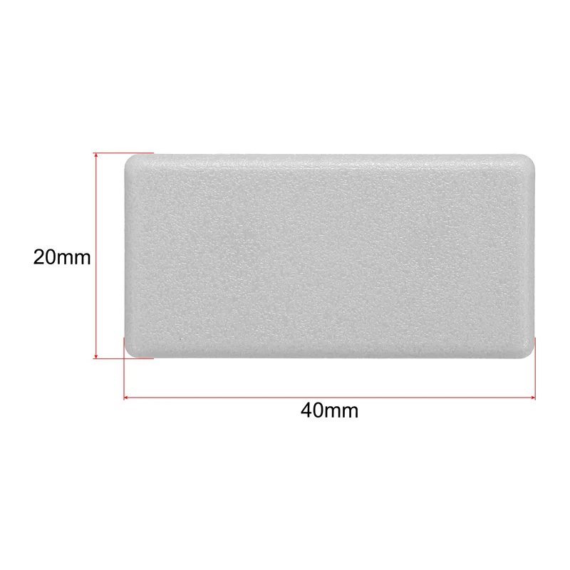 Standard Plastic Rectangle Aluminum Extrusion End Cap Gray White 20x40mm 12pcs