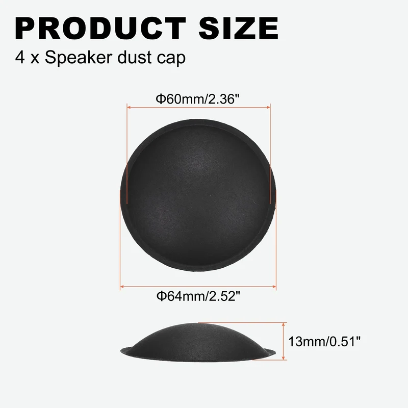 4pcs Speaker Dust Cap 64mm/2.52" OD Subwoofer Paper Cap