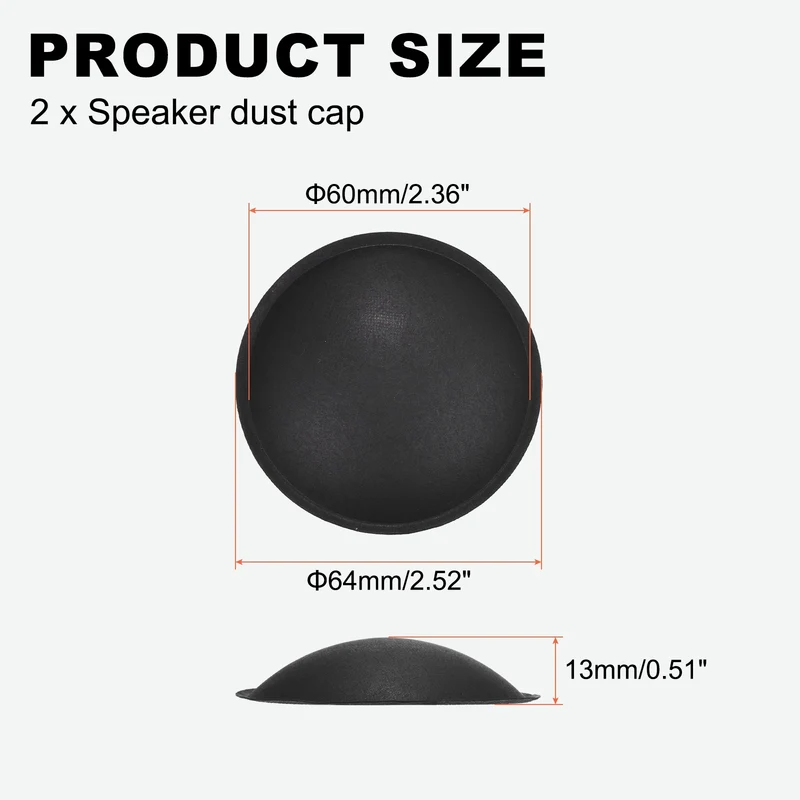 2pcs Speaker Dust Cap 64mm/2.52" OD Subwoofer Paper Cap