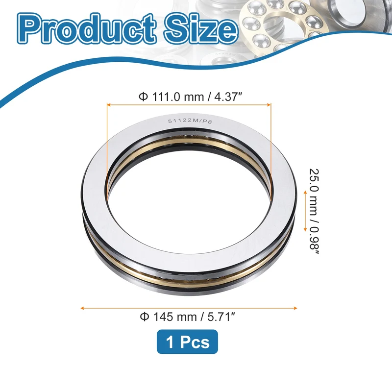 51122M Thrust Ball Bearing, Flat Axial Ball Bearings 111 x 145 x 25mm ABEC3