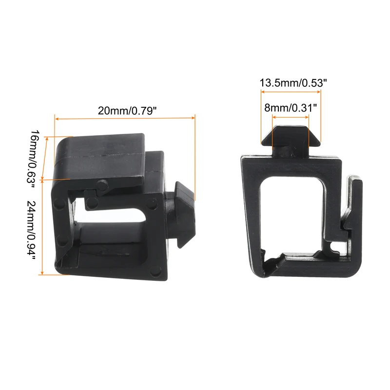 6Pcs Single Slot Flat Cable Clamp 10.6mm Hole Dia ABS for 20 Series Black