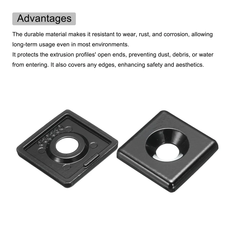 6Pcs 9mm Hole Dia Aluminum Extrusion End Cap 40x40mm Black with Screw