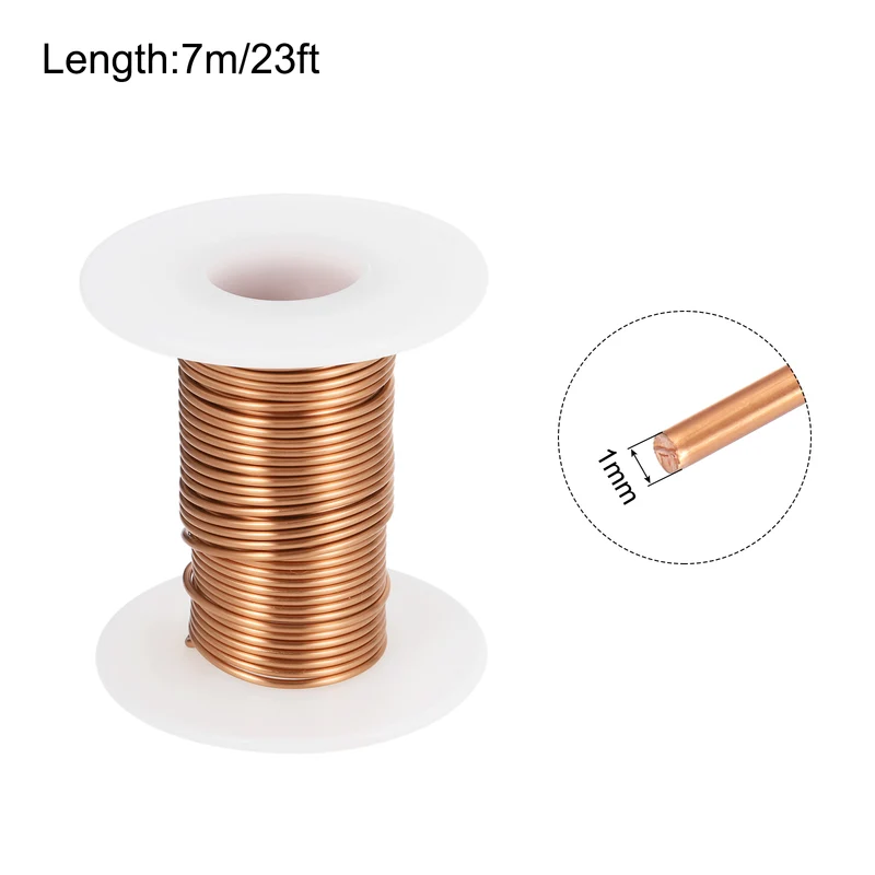 1mm Magnet Wire 23ft Enameled Magnet Winding Copper Wire 50g,Brown