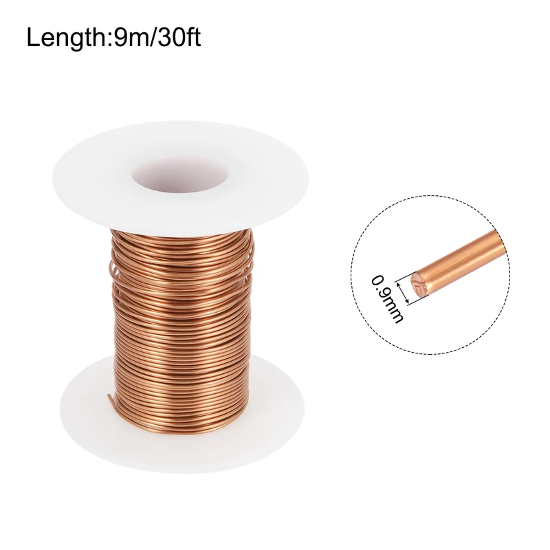 0.9mm Magnet Wire 30ft Enameled Magnet Winding Copper Wire 50g,Brown