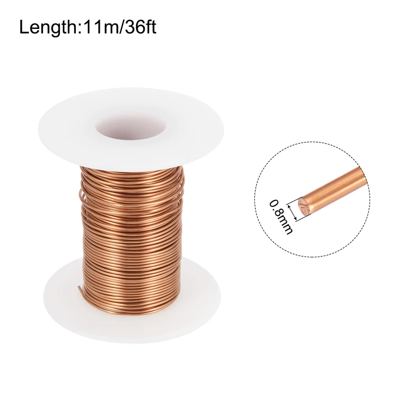 0.8mm Magnet Wire 36ft Enameled Magnet Winding Copper Wire 50g,Brown