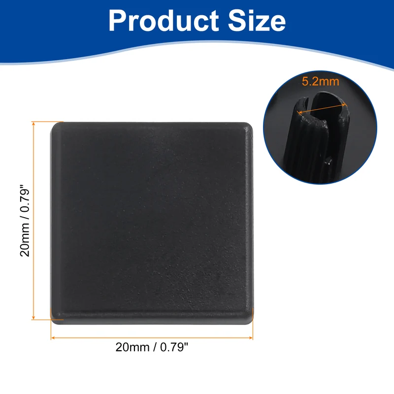 20Pcs Extruded End Cap Nylon 20x20mm 2020 Series European, Black