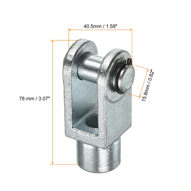 M16x1.5 Air Cylinder Rod Clevis End, 1 Pack Female Thread Y Connectors 78mm Length for Air Cylinder Foot Mounting Work, Silver