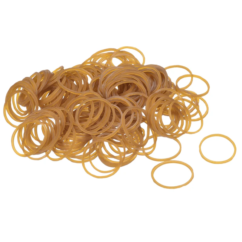 Rubber Band Stretchable Rubber Elastic Band Yellow 1inch Dia 0.06inch Thick for Home Office Pack of 687