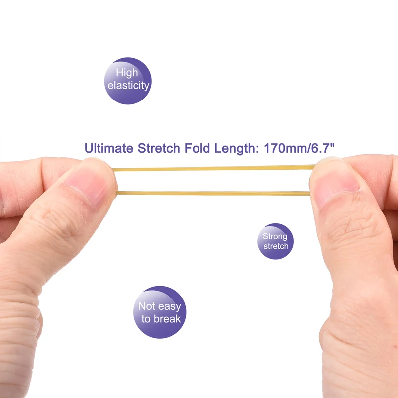 Rubber Band Stretchable Rubber Elastic Band Yellow 1inch Dia 0.06inch Thick for Home Office Pack of 687