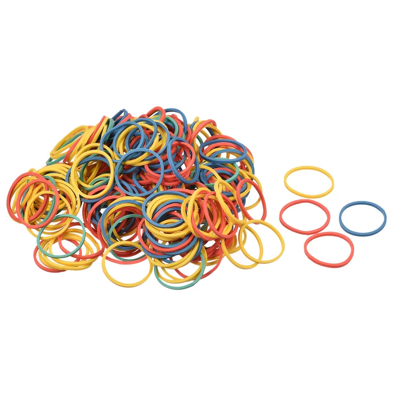 Rubber Band Stretchable Rubber Elastic Band Colorful 1inch Dia 0.06inch Thick for Home Office Pack of 412