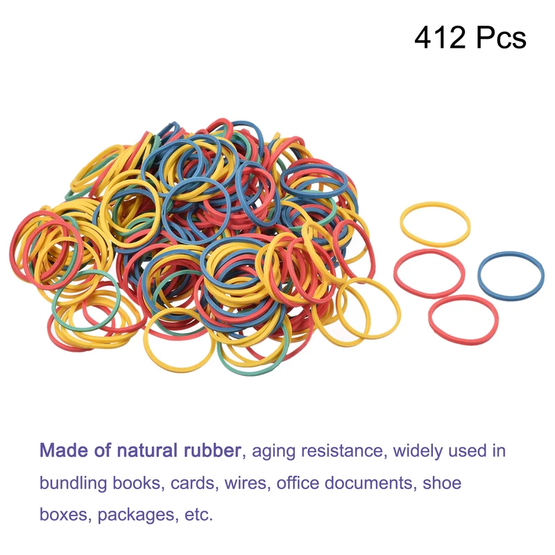 Rubber Band Stretchable Rubber Elastic Band Colorful 1inch Dia 0.06inch Thick for Home Office Pack of 412