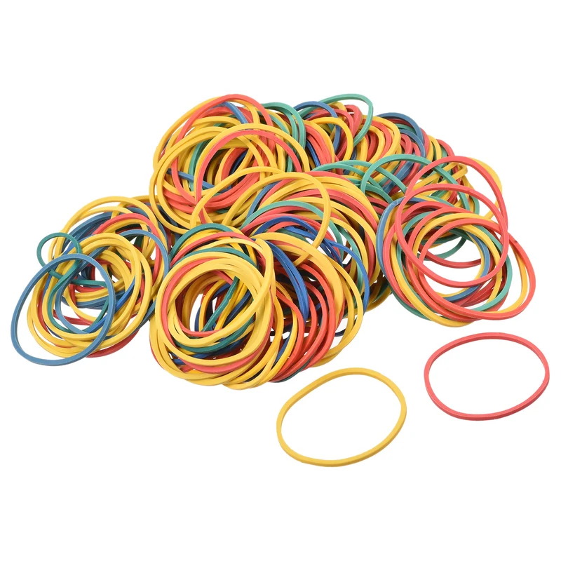 Rubber Band Stretchable Rubber Elastic Band Colorful 1.5inch Dia 0.06inch Thick for Home Office Pack of 350