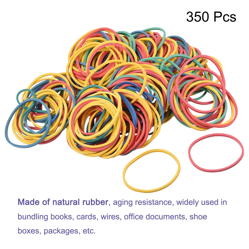 Rubber Band Stretchable Rubber Elastic Band Colorful 1.5inch Dia 0.06inch Thick for Home Office Pack of 350