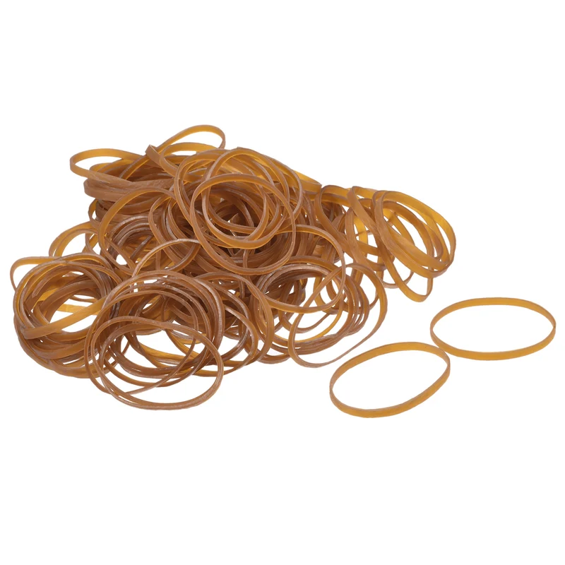 Rubber Band Stretchable Rubber Elastic Band Beige 2inch Dia 0.06inch Thick for Home Office Pack of 250