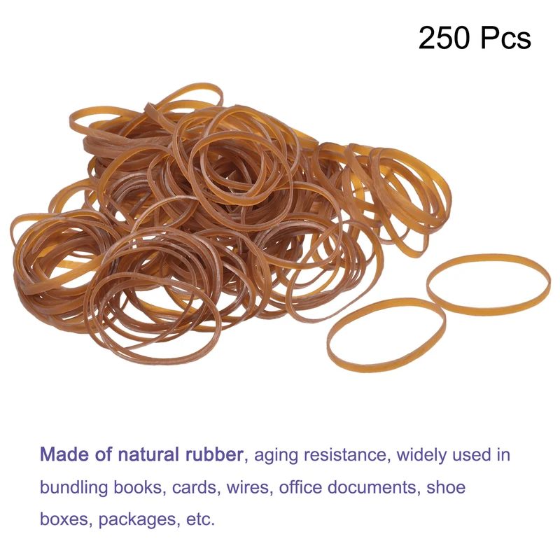 Rubber Band Stretchable Rubber Elastic Band Beige 2inch Dia 0.06inch Thick for Home Office Pack of 250