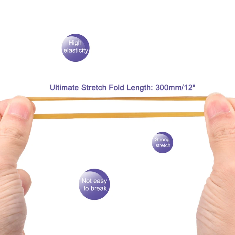 Rubber Band Stretchable Rubber Elastic Band Beige 2inch Dia 0.06inch Thick for Home Office Pack of 250