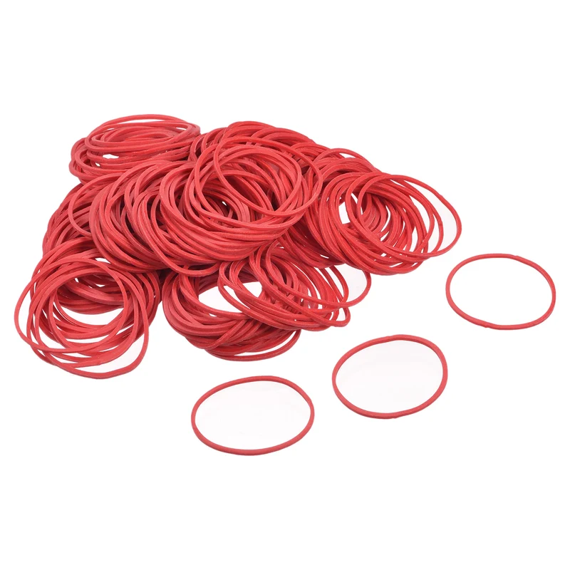 Rubber Band Stretchable Rubber Elastic Band Red 1.5inch Dia 0.06inch Thick for Home Office Pack of 700