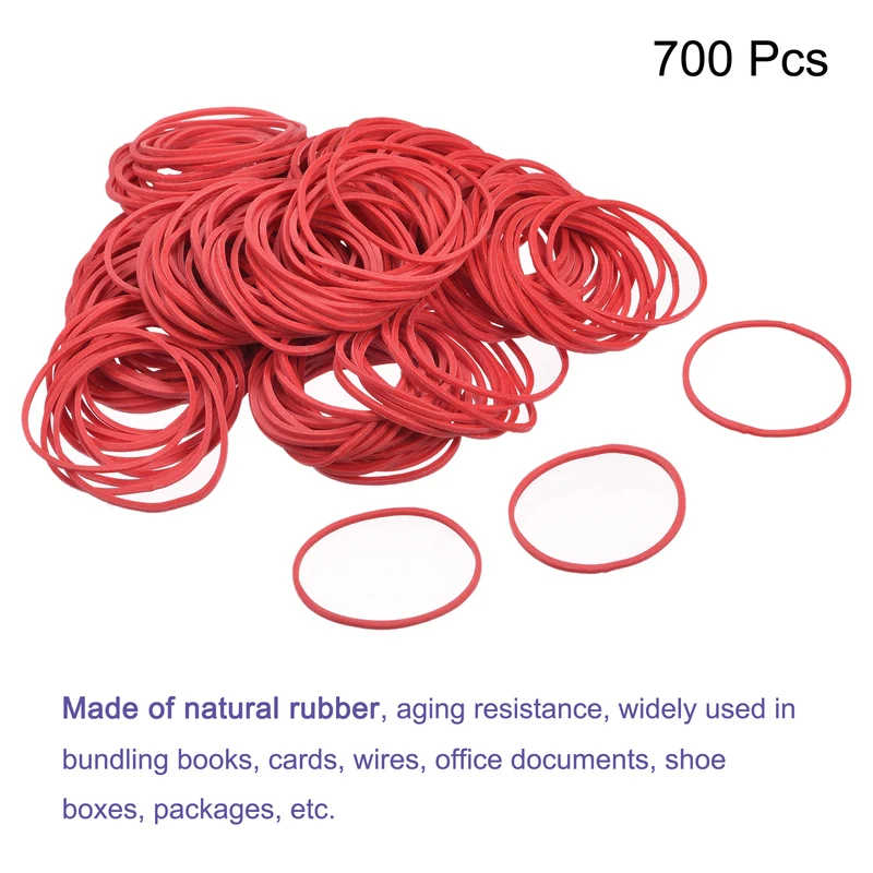 Rubber Band Stretchable Rubber Elastic Band Red 1.5inch Dia 0.06inch Thick for Home Office Pack of 700