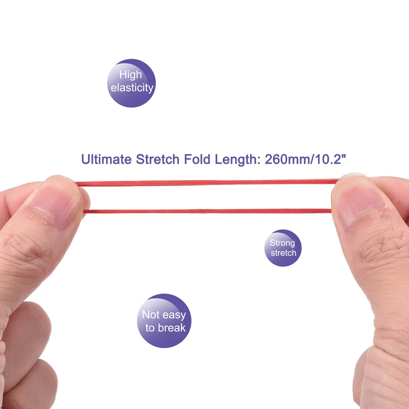Rubber Band Stretchable Rubber Elastic Band Red 1.5inch Dia 0.06inch Thick for Home Office Pack of 700