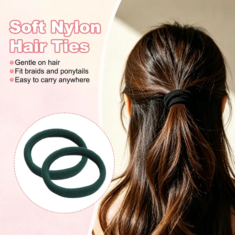 20Pcs Fabric Hair Ties, 2″ ID Nylon Seamless Soft Holders, 2 Colorful