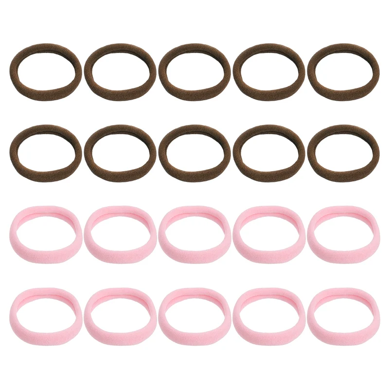 20Pcs Fabric Hair Ties, 2″ ID Nylon Seamless Soft Holders, 2 Colors