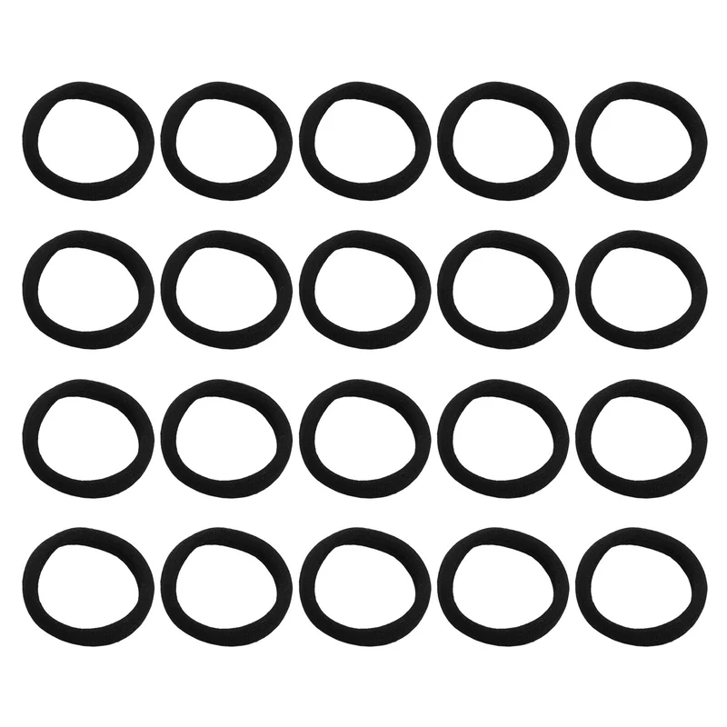 20Pcs Fabric Hair Ties, 2″ ID Nylon Seamless Soft Holders, Black