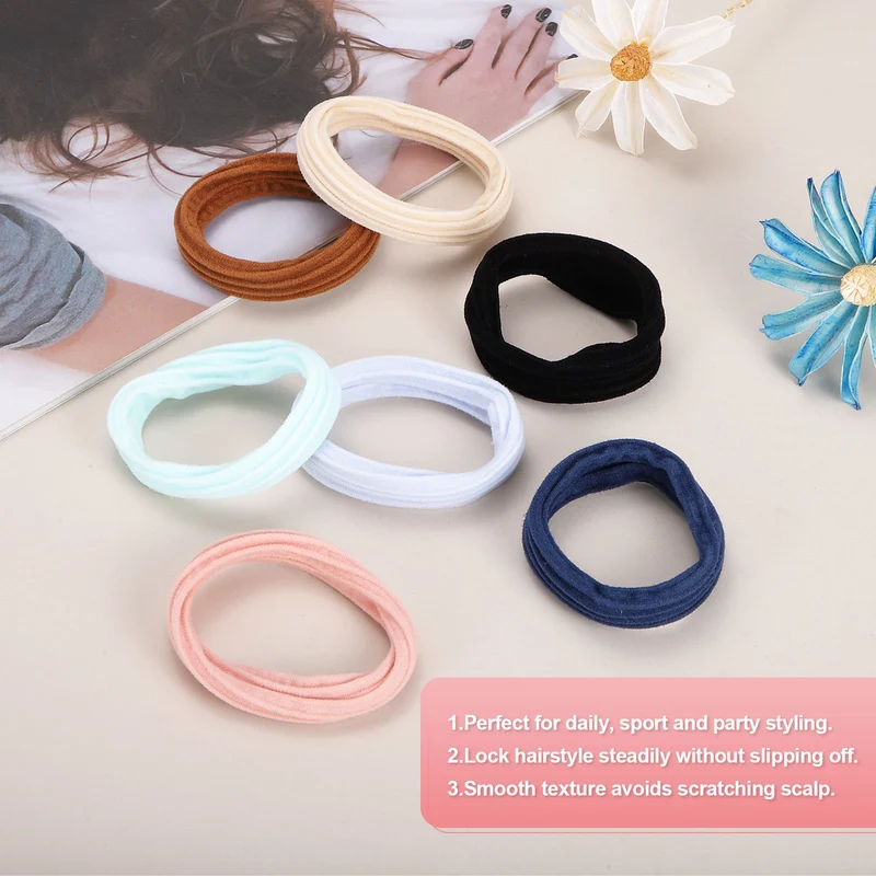 8Pcs Seamless Elastic Hair Ties, 2" ID Ponytail Holders Hair, Black