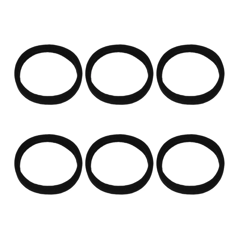 6Pcs Fabric Hair Ties, 2″ ID Nylon Seamless Soft Holders, Black
