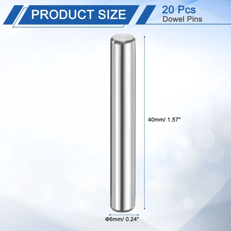 20 Pcs 6 mm x 40 mm Dowel Pins 316L Stainless Steel Shelf Support Peg Pin