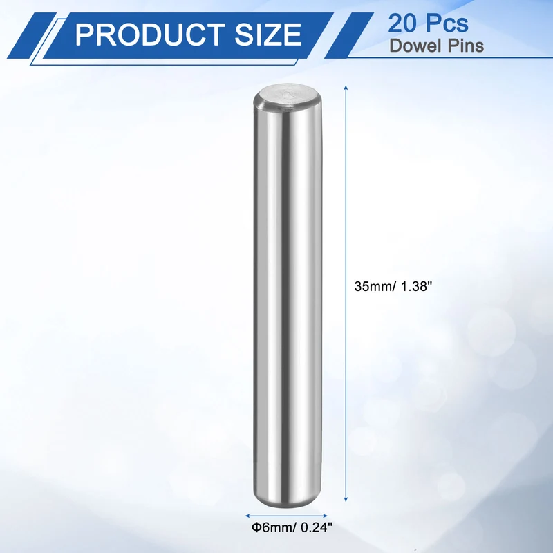 20 Pcs 6 mm x 35 mm Dowel Pins 316L Stainless Steel Shelf Support Peg Pin