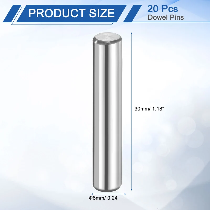 20 Pcs 6 mm x 30 mm Dowel Pins 316L Stainless Steel Shelf Support Peg Pin