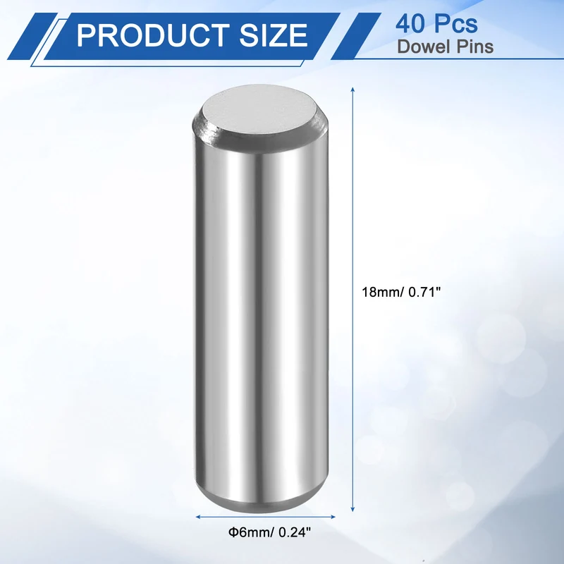 40 Pcs 6 mm x 18 mm Dowel Pins 316L Stainless Steel Shelf Support Peg Pin