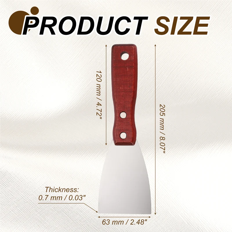 5Pcs 2" Putty Knife Wooden Handle Stainless Steel Taping Knife, Red Wood(63mm)