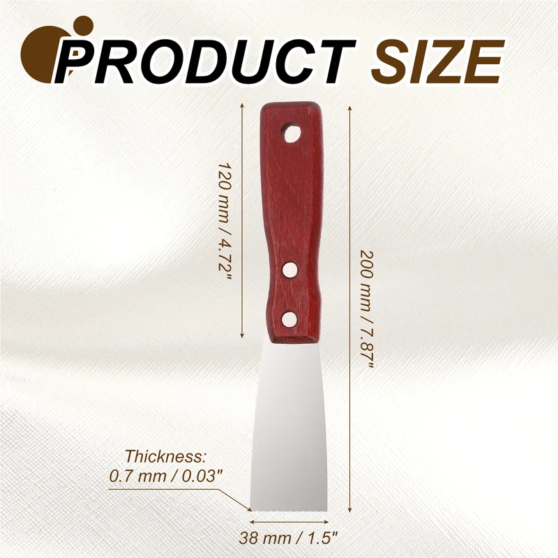 5Pcs 1" Putty Knife Wooden Handle Stainless Steel Taping Knife, Red Wood(38mm)