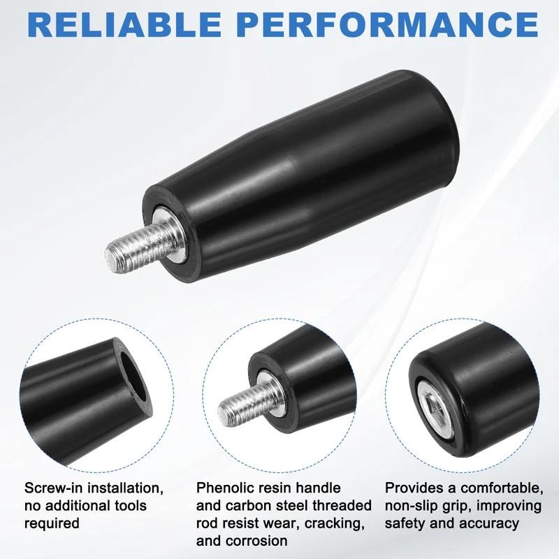 2Set M6 x P1 Revolving Crank Handle 63mm Male Threaded Machine Handwheel