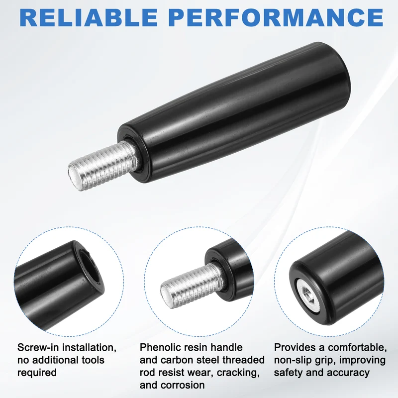 1Set M12 x P1.75 Revolving Crank Handle 115mm Male Threaded Machine Handwheel